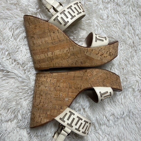 Tory Burch Regan T Logo Cork Wedge Sandals - Size 9.5 - Picture 4 of 10